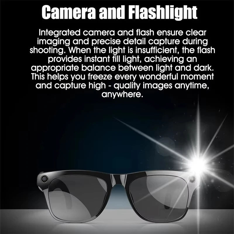 NovaGlide AI Smart Glasses 8K HD Photochromic Translate Camera Glasses - Calling