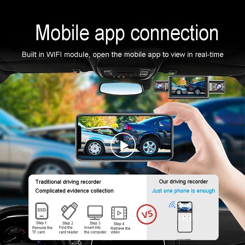 NovaGuard 4K 4CH Hidden Dash Cam With App Night Vision 24 Hour Parking MonitorGo