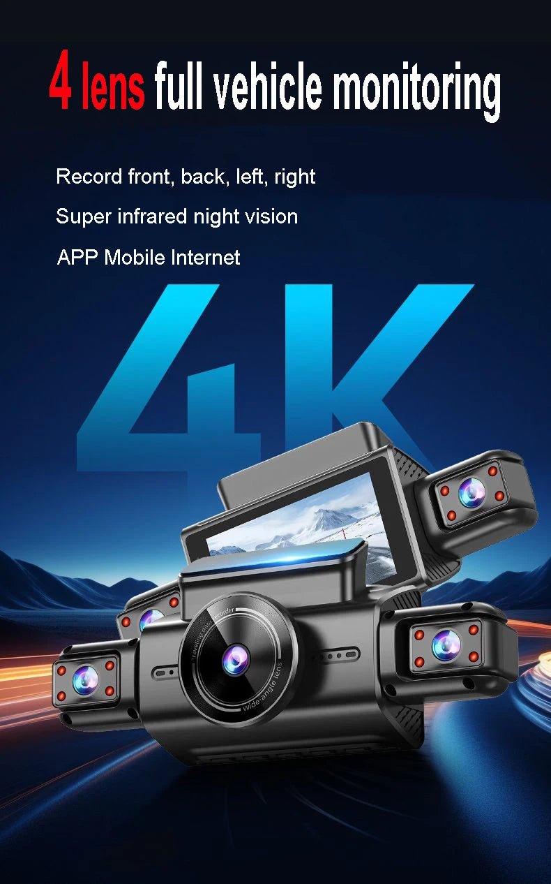 NovaGuard 4K 4CH Hidden Dash Cam With App Night Vision 24 Hour Parking MonitorGo