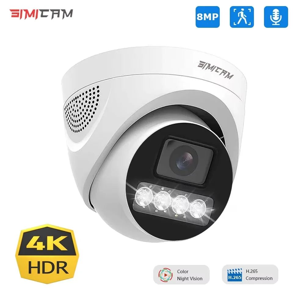 NovaGuard 4K PoE Dome Camera IP Onvif H.265 - Color Night Vision Clarity With AI