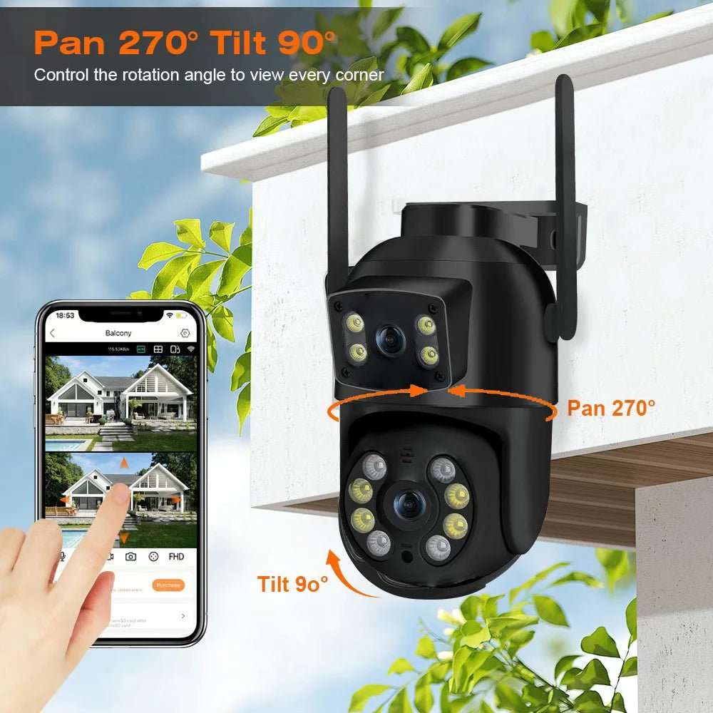 NovaGuard 8MP 4K PTZ WiFi Camera Dual Lens - AI Detection for Outdoor Security X