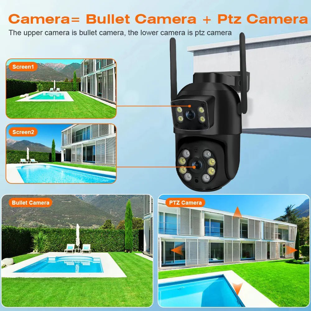 NovaGuard 8MP 4K PTZ WiFi Camera Dual Lens - AI Detection for Outdoor Security X