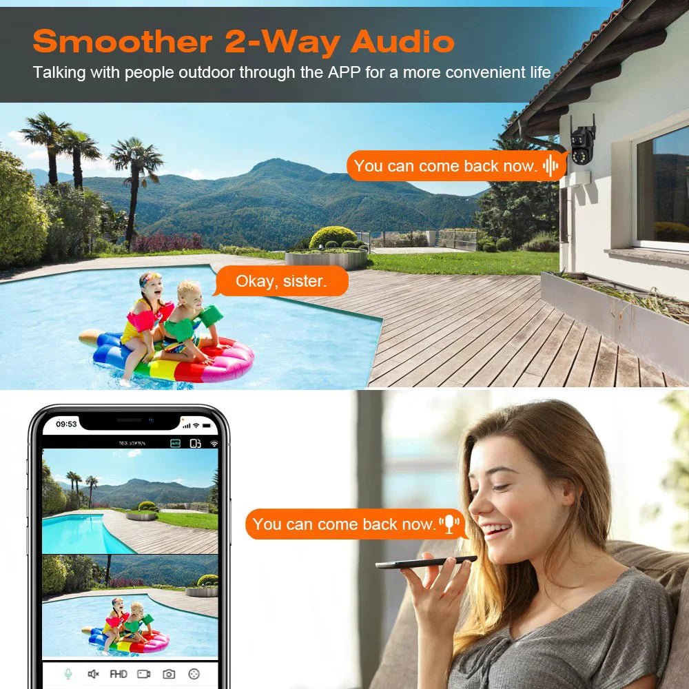 NovaGuard 8MP 4K PTZ WiFi Camera Dual Lens - AI Detection for Outdoor Security X