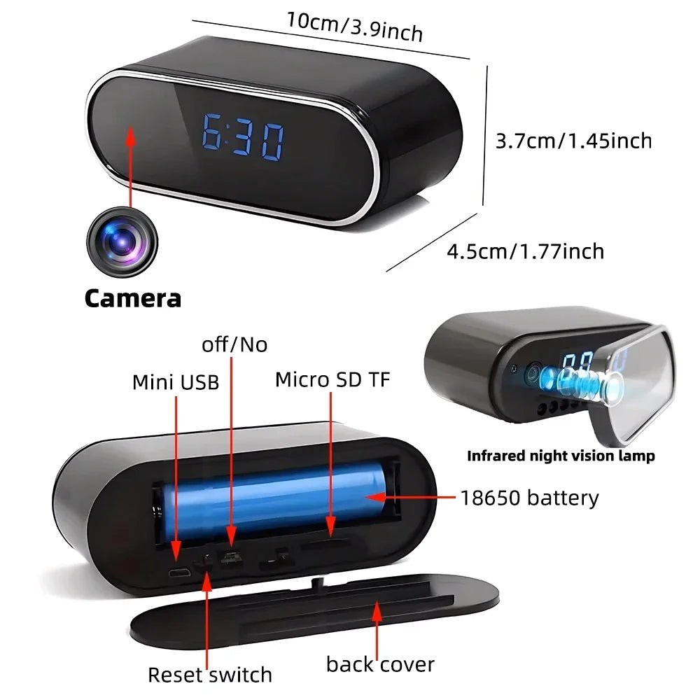 NovaTech 4KHD Mini WiFi Clock Cameras - Infrared Night Vision And Remote Viewing