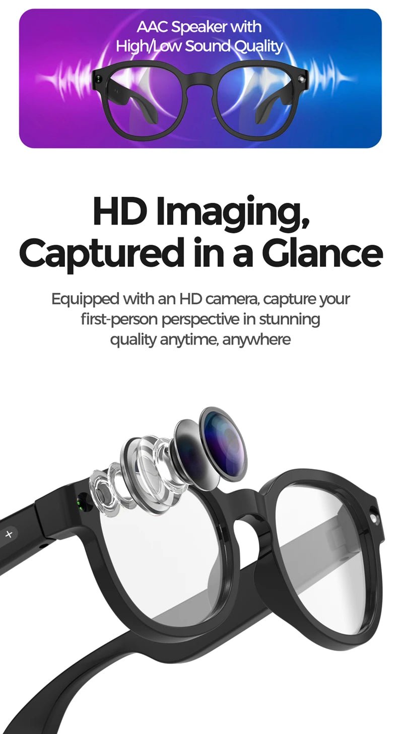 NovaTech AI Smart Glasses - RealTime Translation And 8MP 4K Video Capture Pro AI