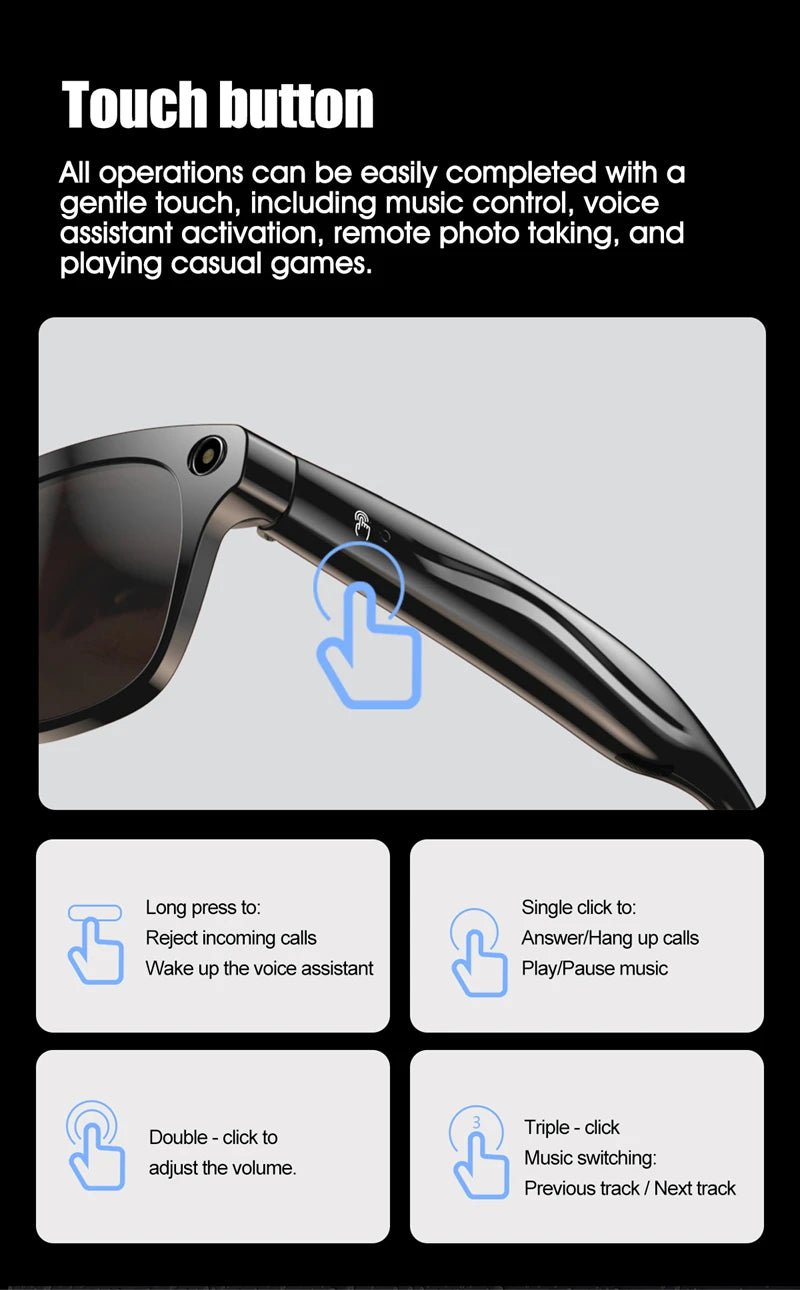 NovaTech VisionPro 4K AI Smart Glasses - Real Time Translation And Calls OnTheGo