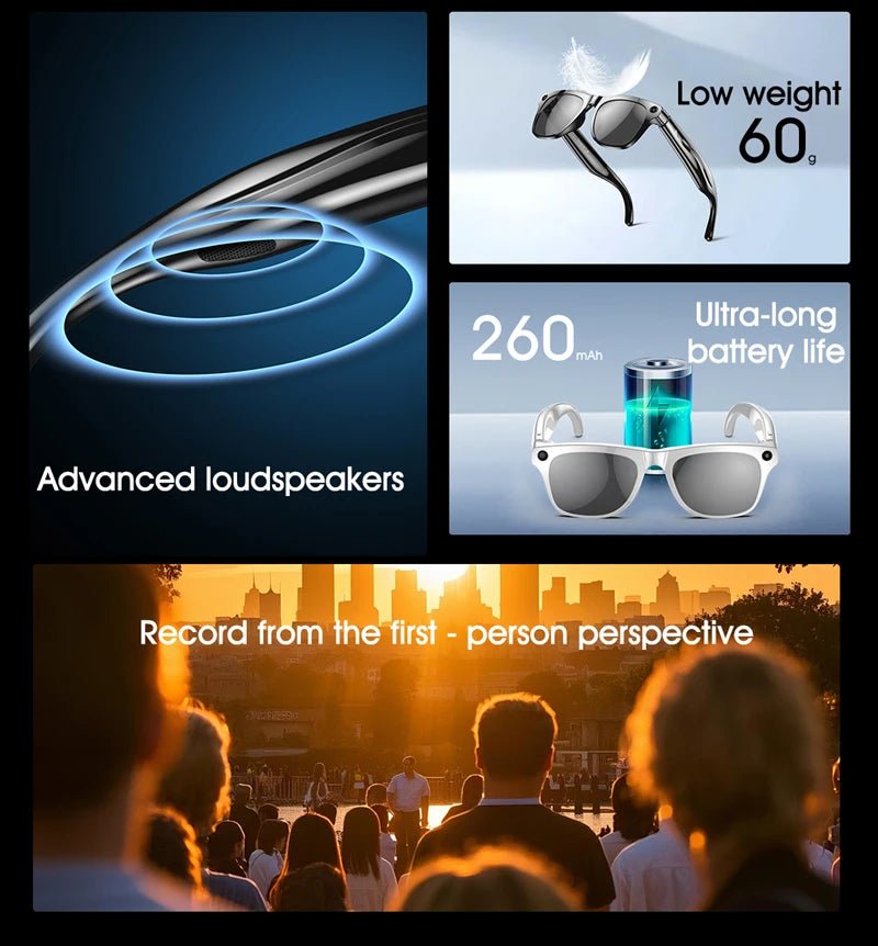 NovaTech VisionPro 4K AI Smart Glasses - Real Time Translation And Calls OnTheGo