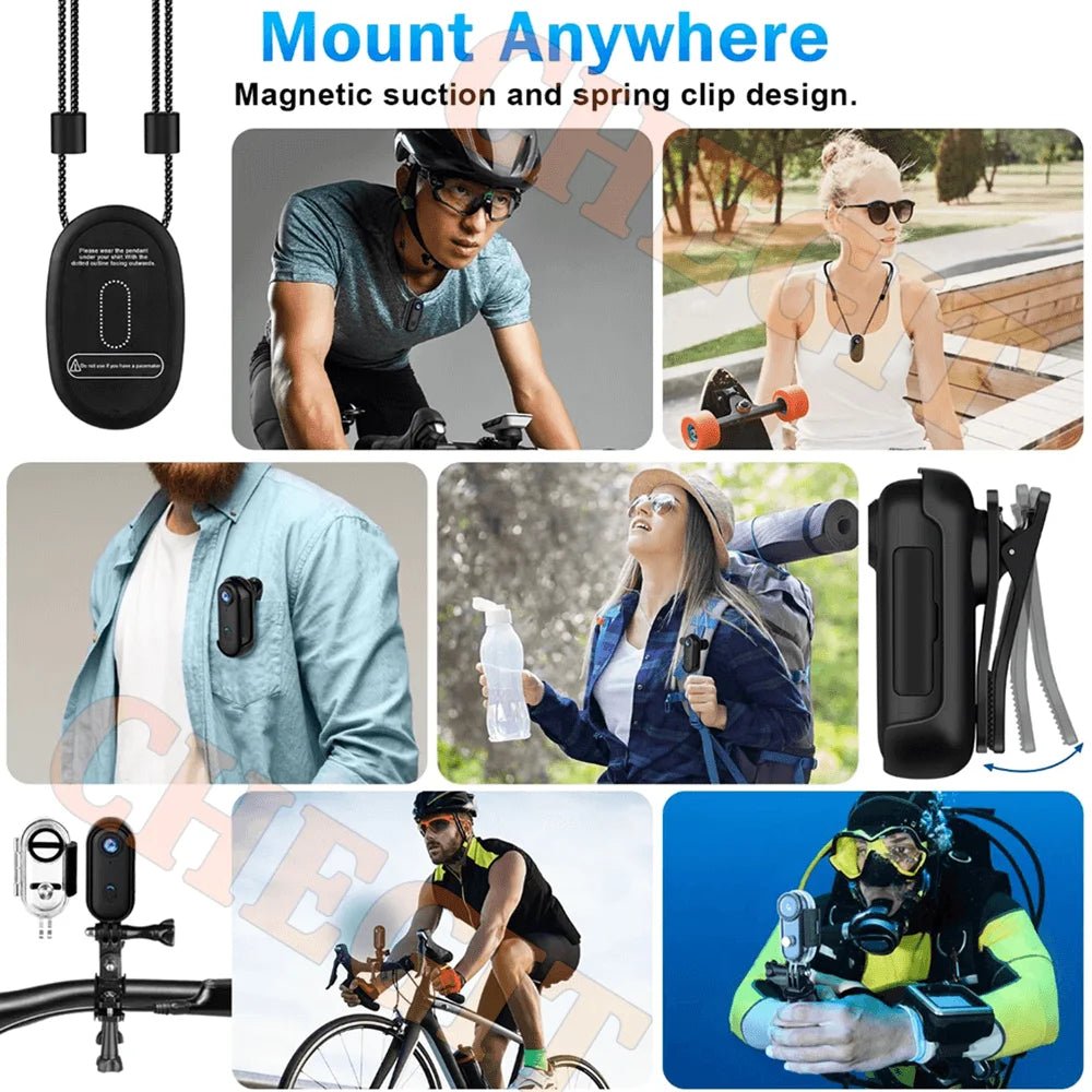 NovaVisionX 4K WiFi Mini Action Camera - Magnetic Mounts For Hands Free Vlogging