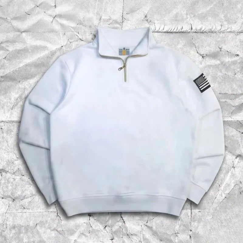 NovaWear Y2K Retro Quarter Zip Hoodie Embroidered Sweatshirt - Unisex Streetwear