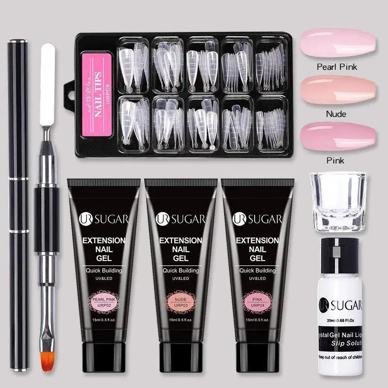 Nude Glitter Gel Nail Extension Kit For Salon Quality Nails