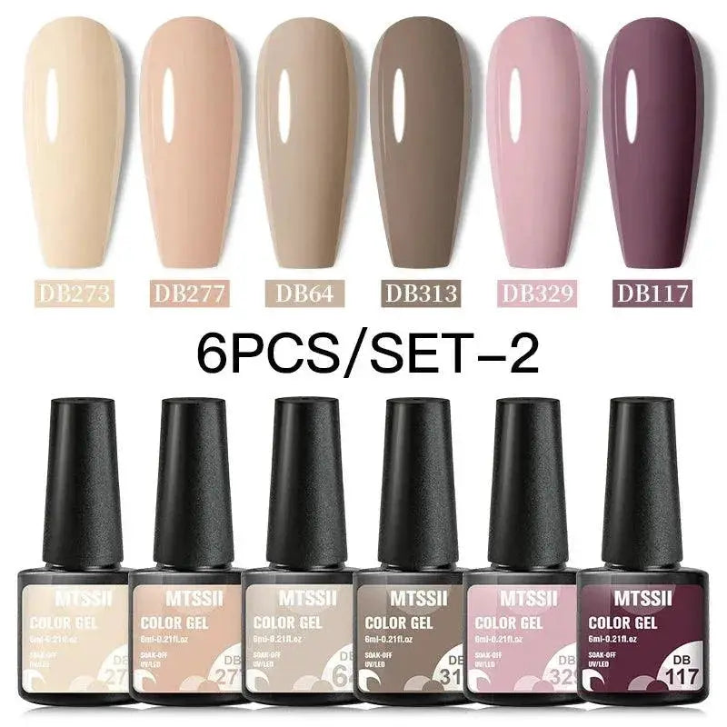 Nude Pink Gel Nail Polish Set Ultimate Glam Six Piece Kit