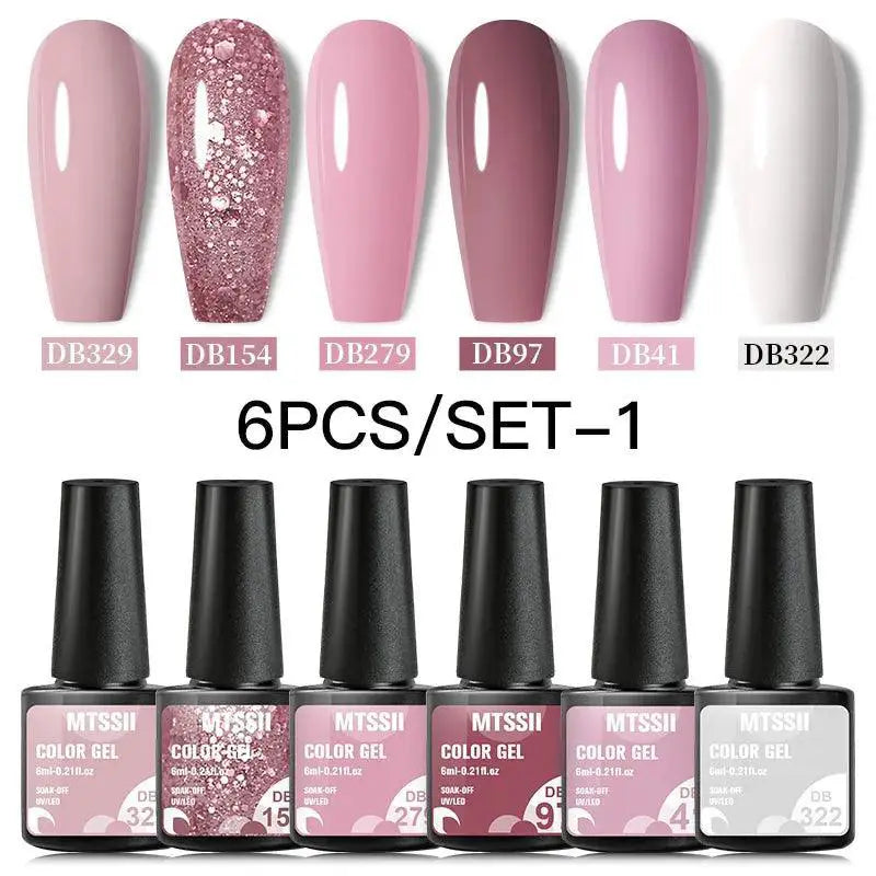 Nude Pink Gel Nail Polish Set Ultimate Glam Six Piece Kit
