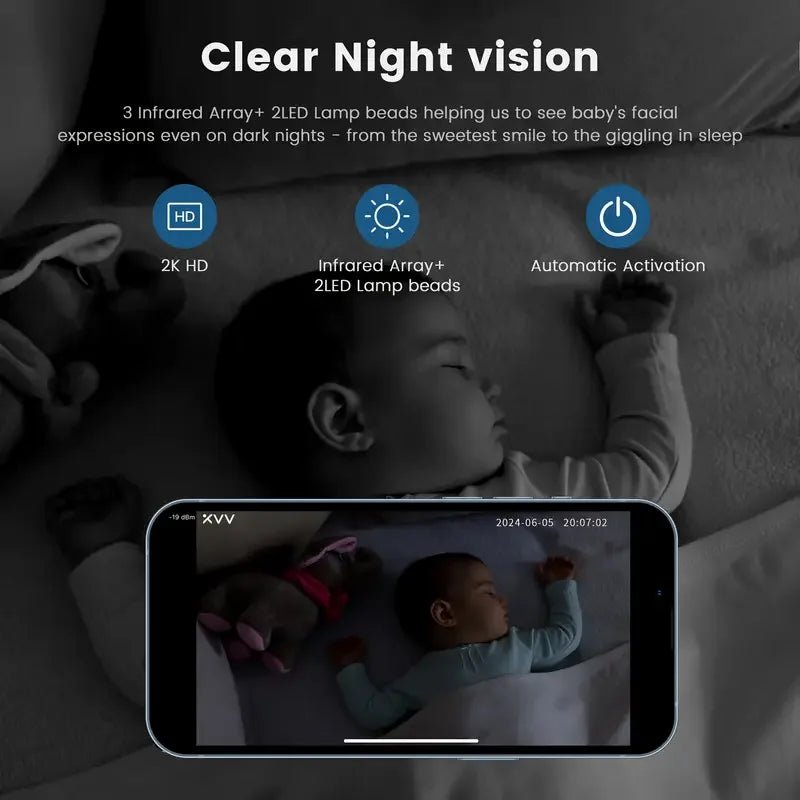 NurtureTech 4MP WiFi Indoor Crying - Detection Baby Monitor 360 View Night Visions