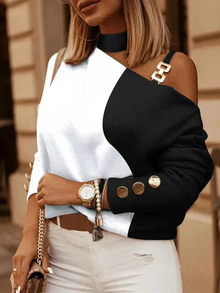 Off Shoulder Halter Neck Floral Blouse Office Wear