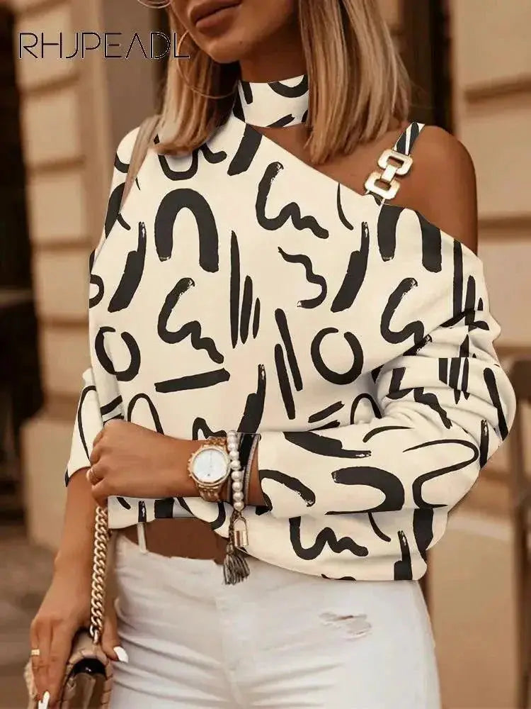 Off Shoulder Halter Neck Floral Blouse Office Wear