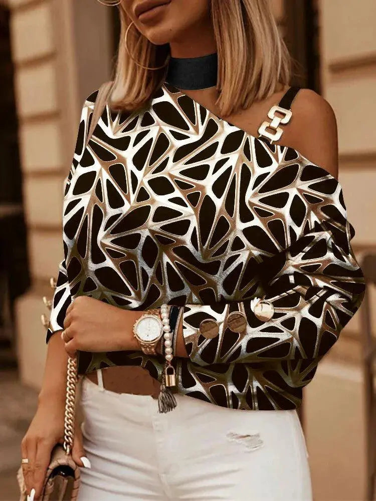 Off Shoulder Halter Neck Floral Blouse Office Wear