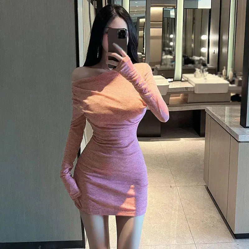 Off Shoulder Korean Dress Chic Fashion For Women Evening