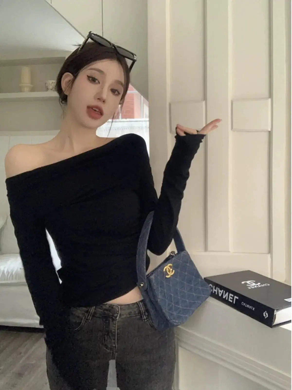 Off The Shoulder Gray Slim Fit T Shirt Stylish And Versatile