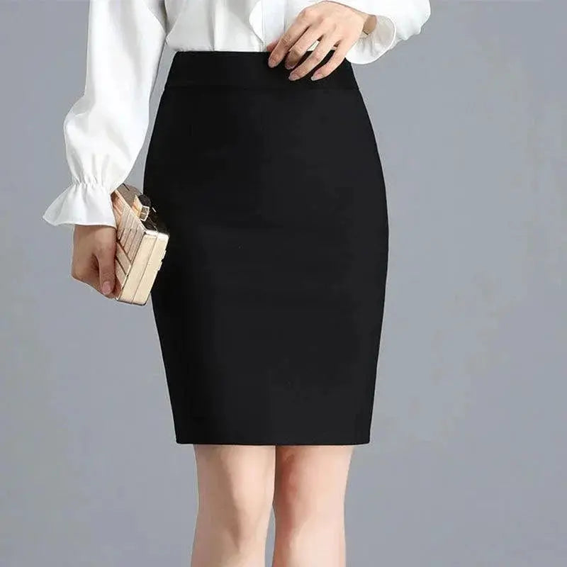 Office Lady Elegant Black Split Skirt Korean Style Chic