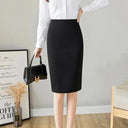 Office Lady Elegant Black Split Skirt Chic Korean Style