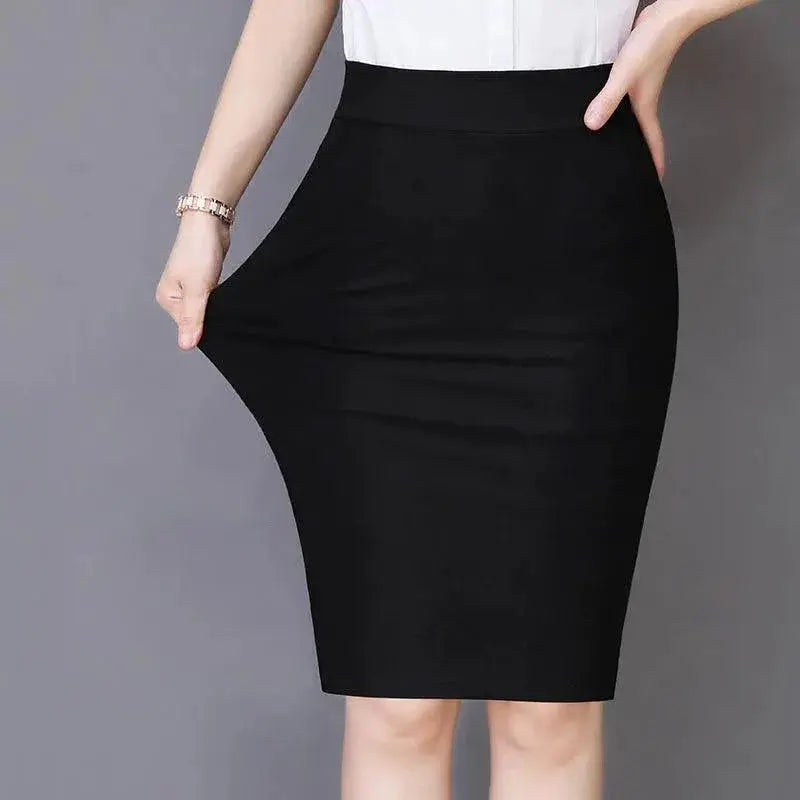 Office Lady Elegant Black Split Skirt Korean Style Chic