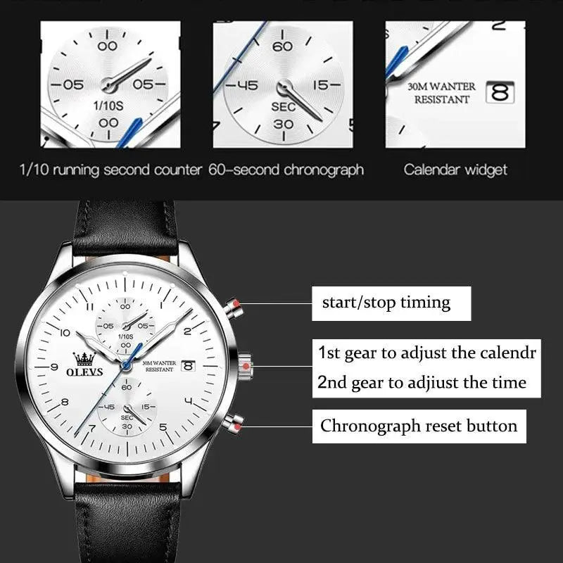 OLEVS Mens Chronograph Waterproof Luxury Wristwatch