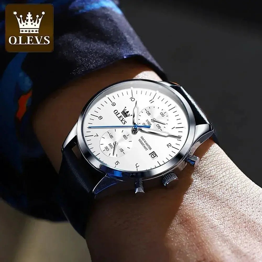 OLEVS Mens Chronograph Waterproof Luxury Wristwatch