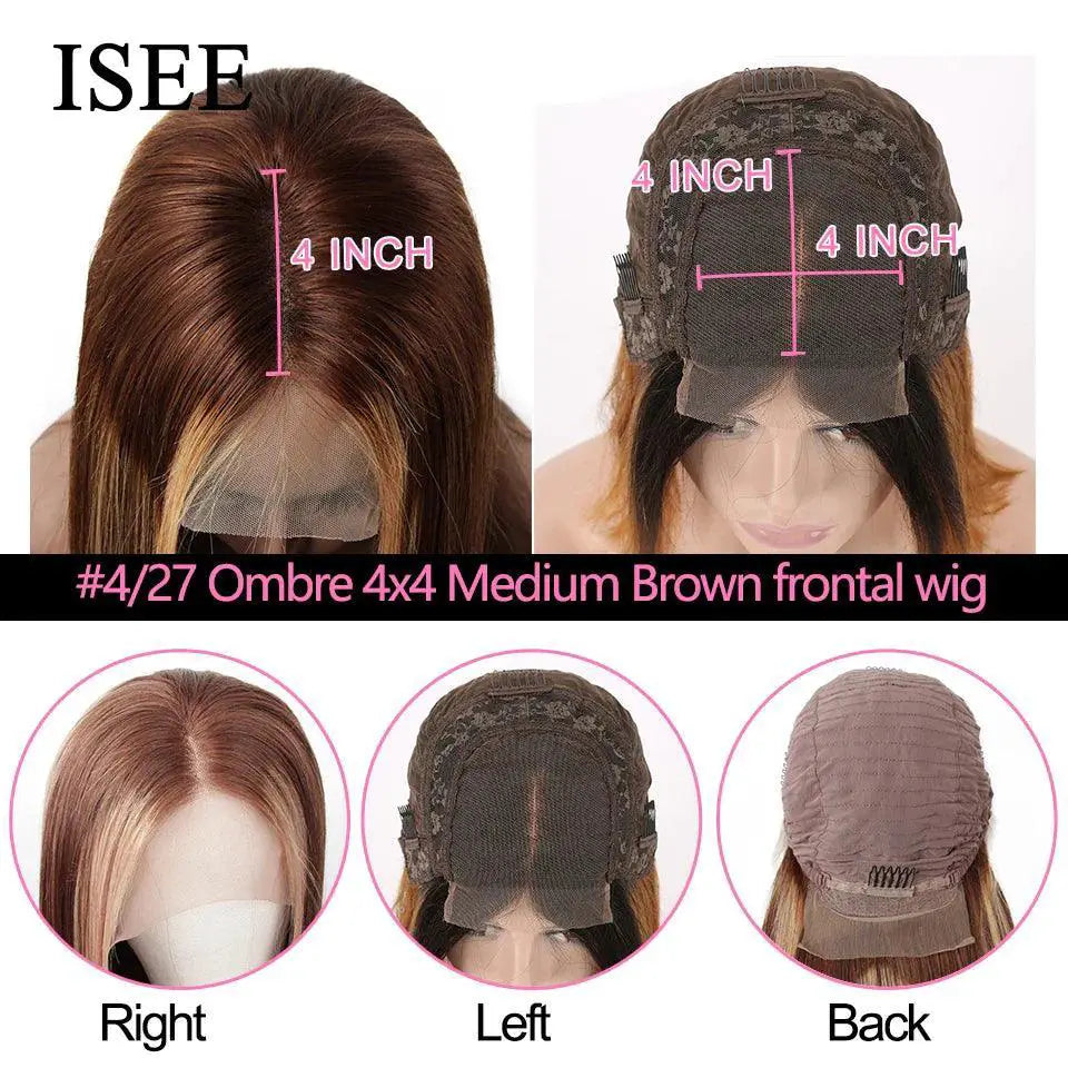 Ombre 4/27 Straight 13x4 Lace Front Virgin Peruvian Hair Wig
