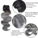 Ombre Black to Grey Body Wave Remy Hair Extensions Silvery Charm