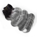 Ombre Black to Grey Body Wave Remy Hair Extensions Silvery Charm