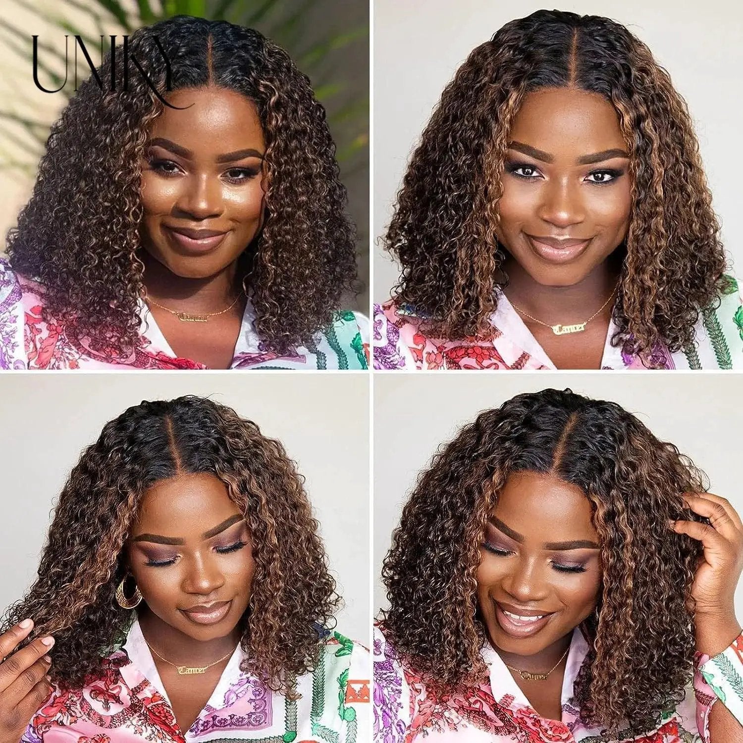 Ombre Curly Lace Front Bob Wig Remy Human Hair 100 Percent