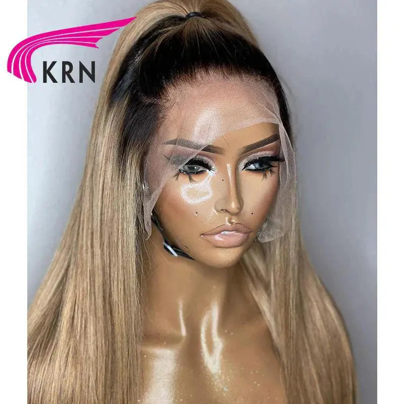 Ombre Honey Blonde Straight Lace Front Wig Human Hair