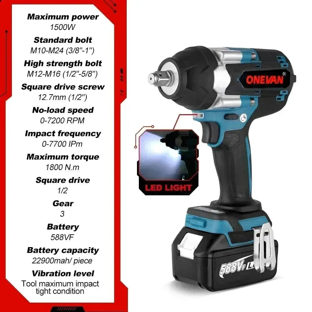 Onevan 1800N.M Torque Brushless Electric Impact Wrench
