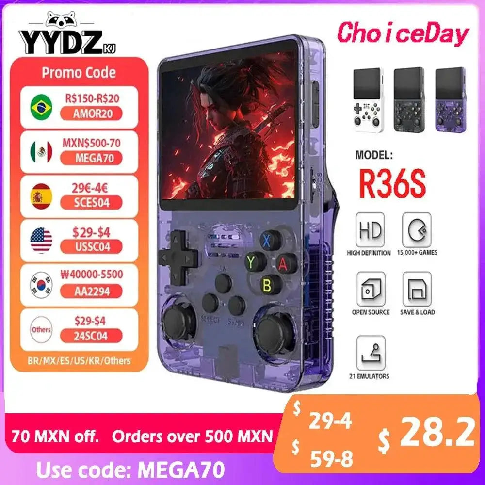 Open Source R36S Retro Handheld Console 3.5 Inch Screen