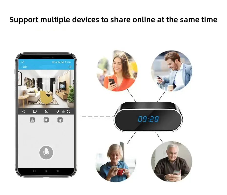 OPUYYM 4K Wireless Clock Camera Night Vision Motion Detection WiFi Always Safe