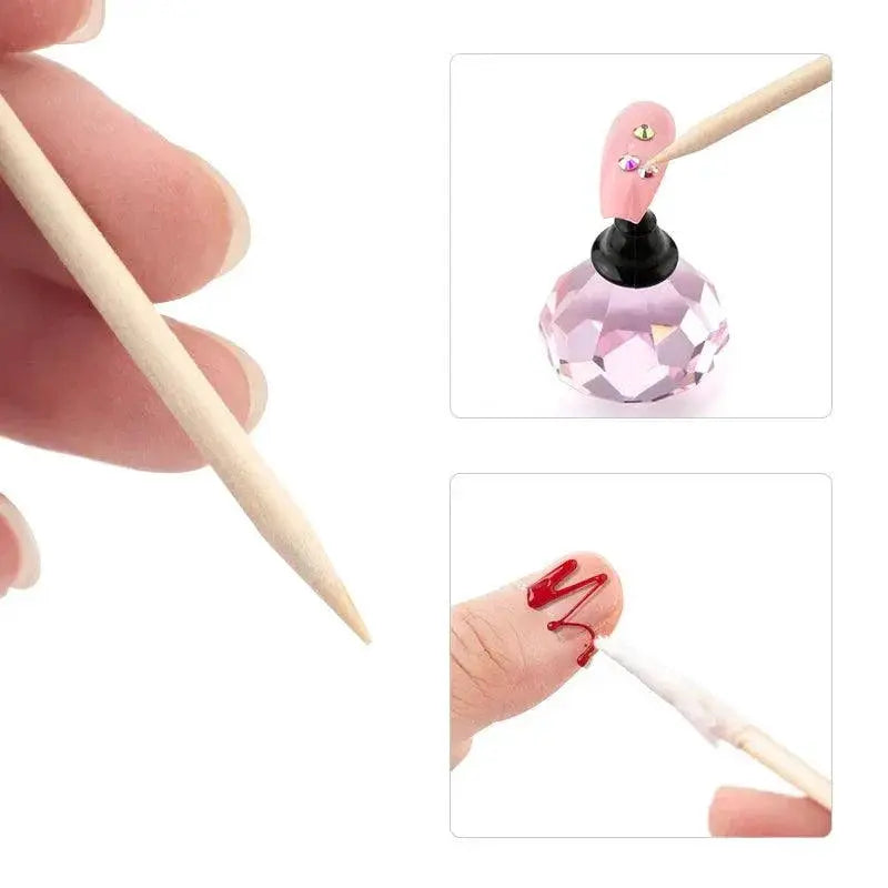 Orange Wood Cuticle Pusher Nail Art Toolkit Precision