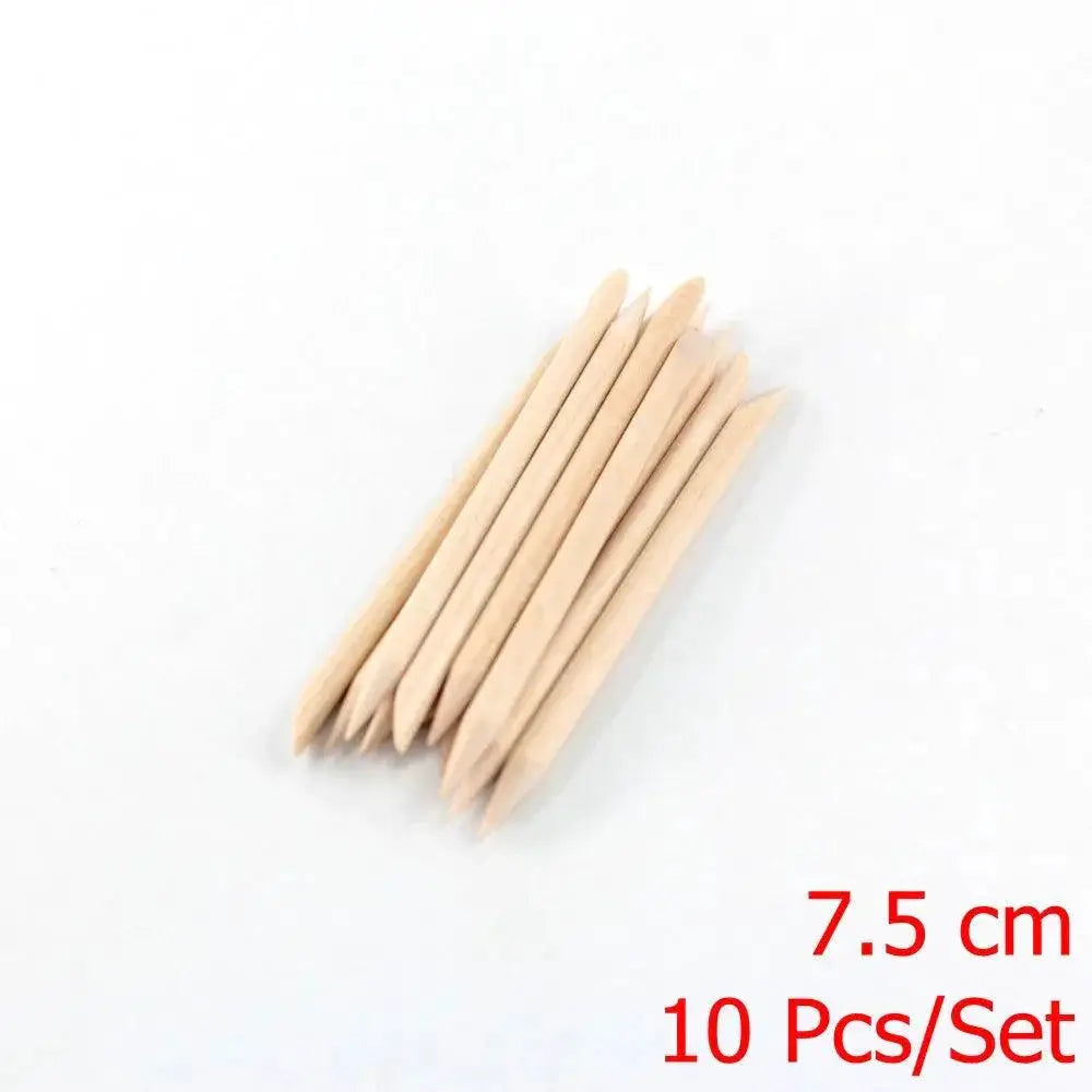 Orange Wood Cuticle Pusher Sticks Precision Nail Care Set