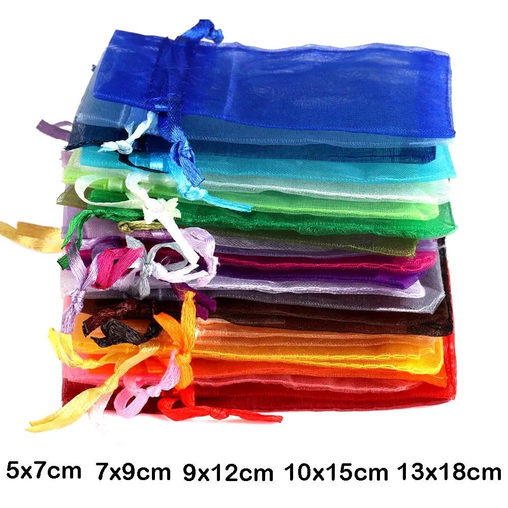 Organza Gift Bags Drawstring Pouches for Jewelry in 24 Colors 50 or 100 Pack Kit