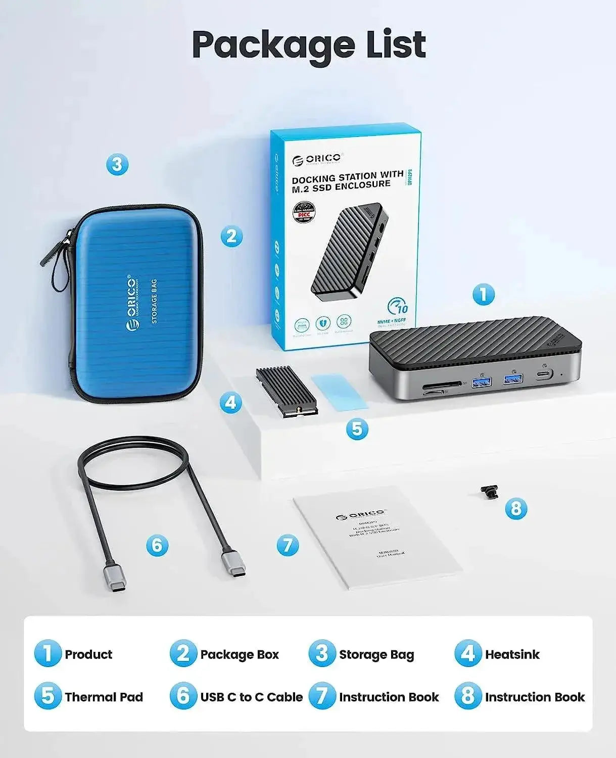 Orico USB C Hub With Cooling Fan 10Gbps Docking Station