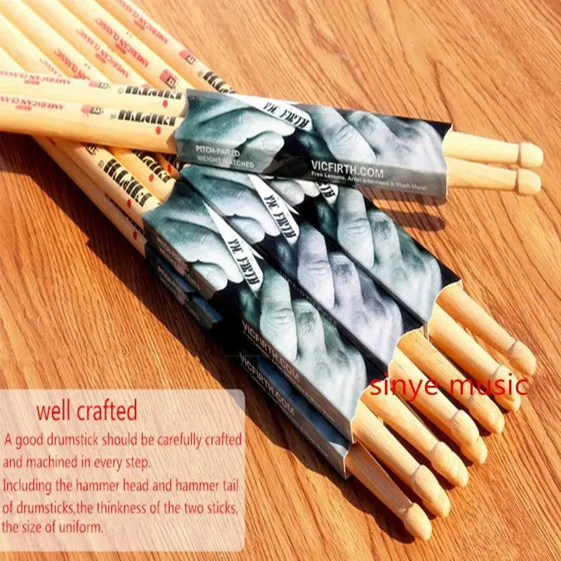 Original 5A Hickory Walnut Drum Sticks Pair Professional