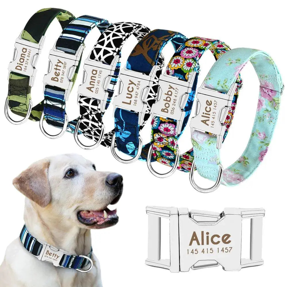 Personalized Nylon Dog Collar With Free Engraving Accessory