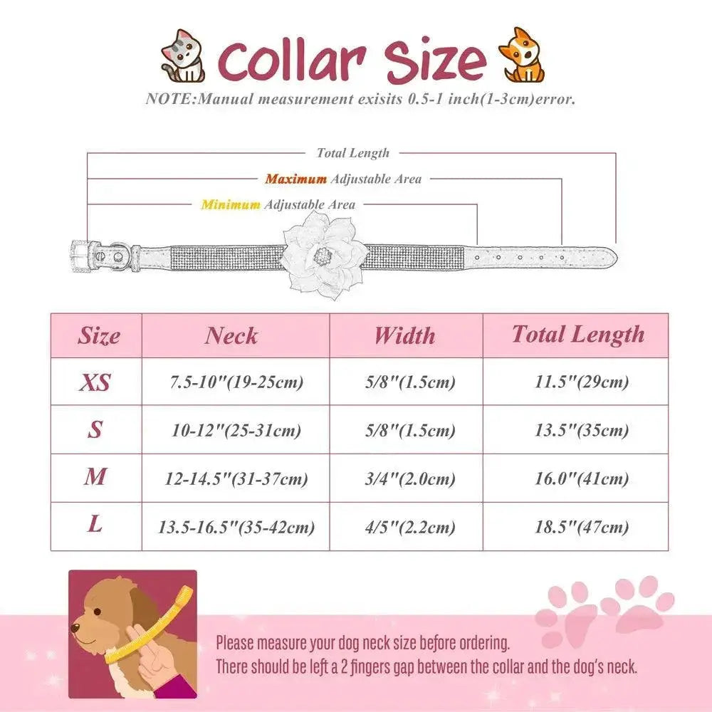 Luxury Rhinestone Flower Pet Collar Shimmering Glam Style
