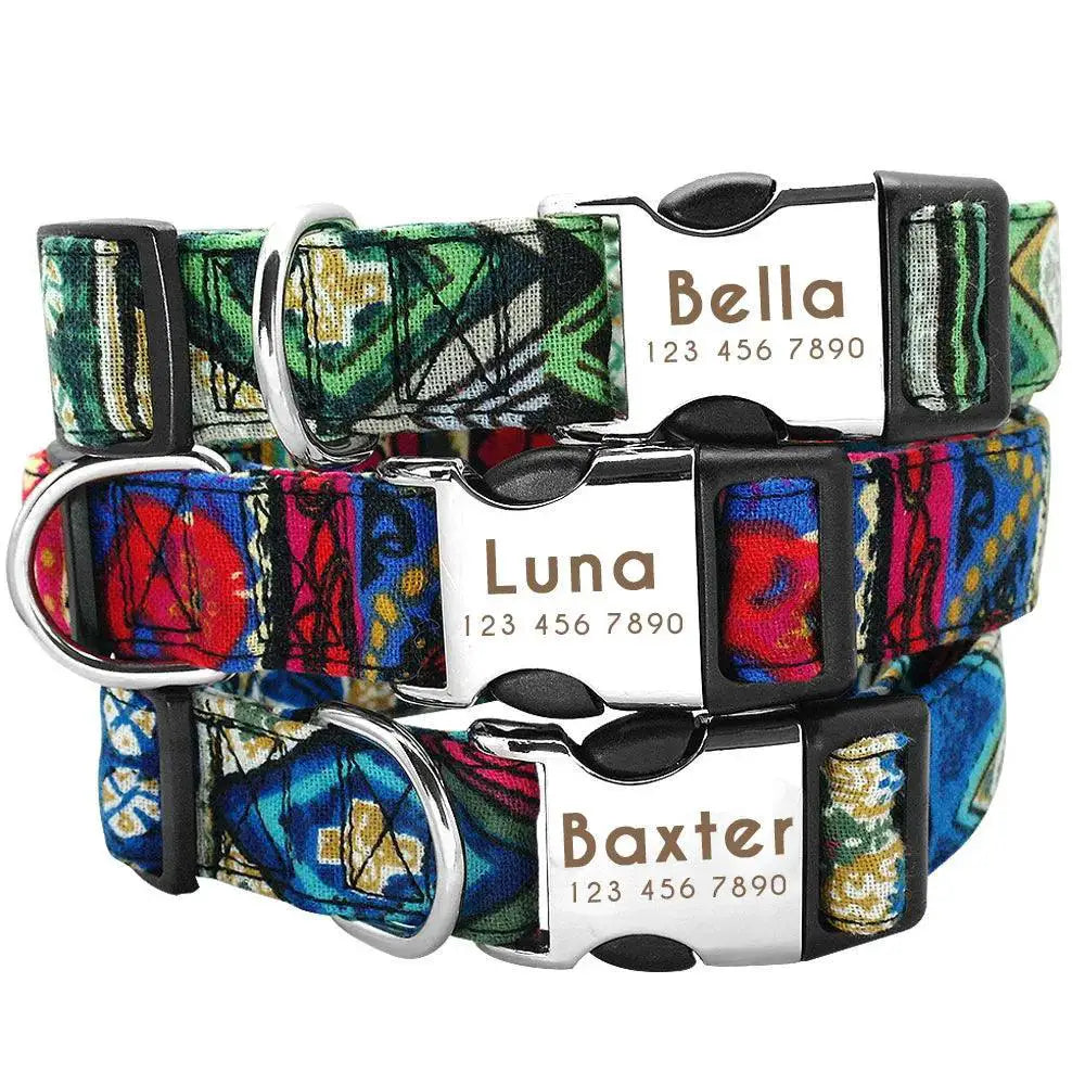 Engraved Nylon Pet ID Collar With Nameplate For Dogs