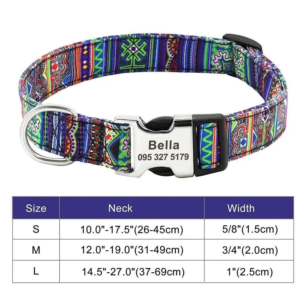 Engraved Nylon Pet ID Collar With Nameplate For Dogs