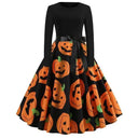 Floral Pumpkin Halloween Dress for Women