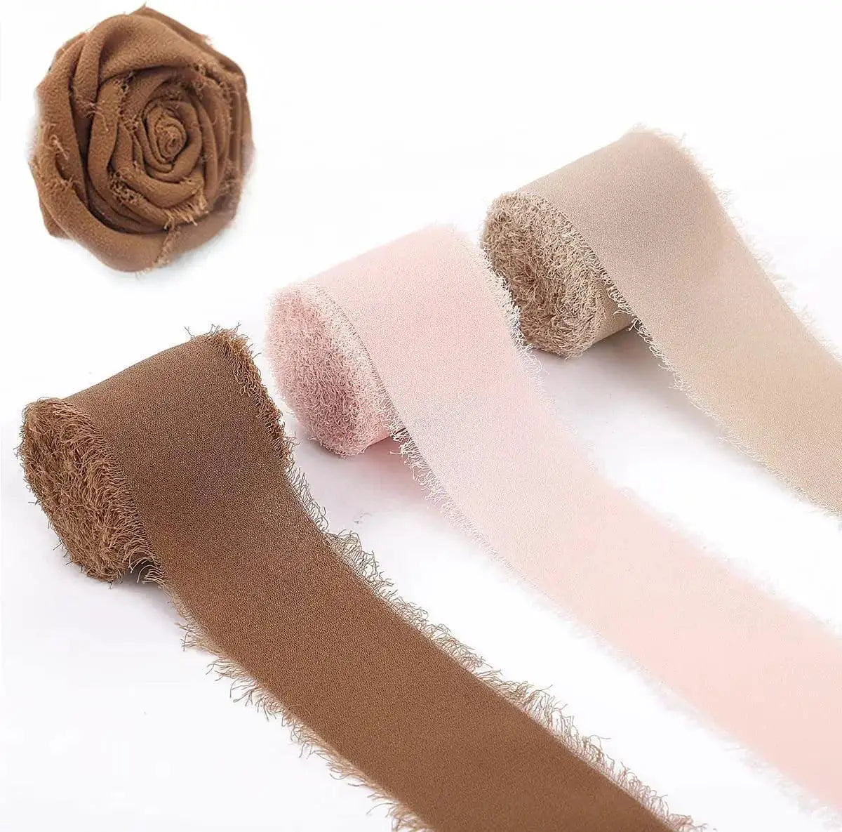 Silk Chiffon Frayed Ribbon for Elegant Wedding Decor 7 Yards