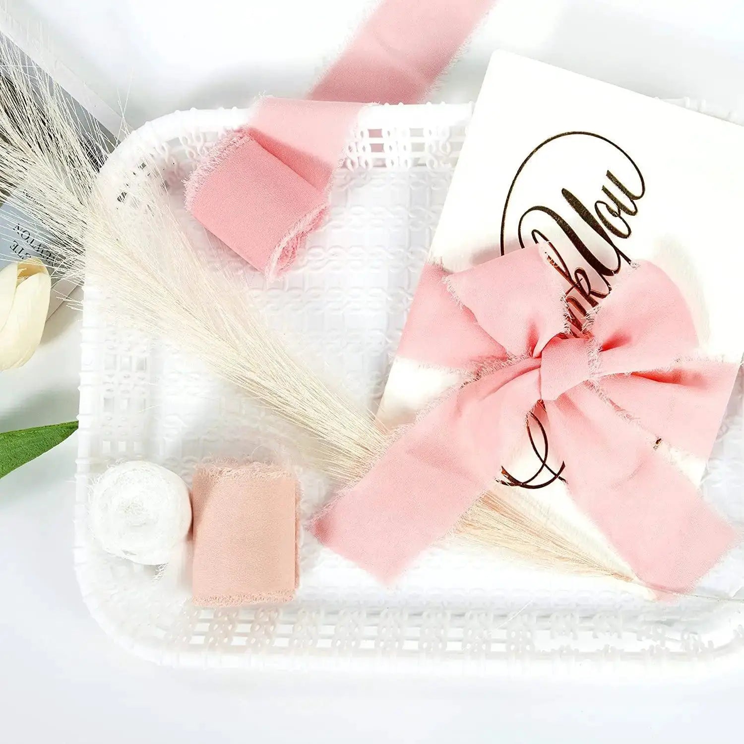 Silk Chiffon Frayed Ribbon for Elegant Wedding Decor 7 Yards