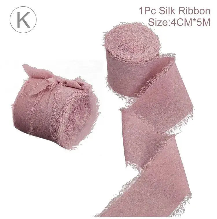 Silk Chiffon Frayed Ribbon for Elegant Wedding Decor 7 Yards