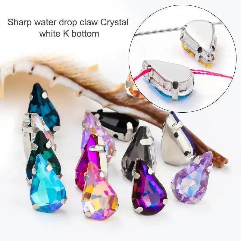 Crystal Drop Rhinestone Sewing Set DIY Glamour Kit 30 Pcs