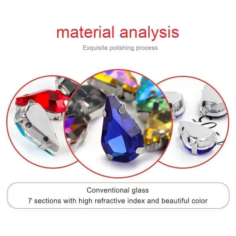 Crystal Drop Rhinestone Sewing Set DIY Glamour Kit 30 Pcs